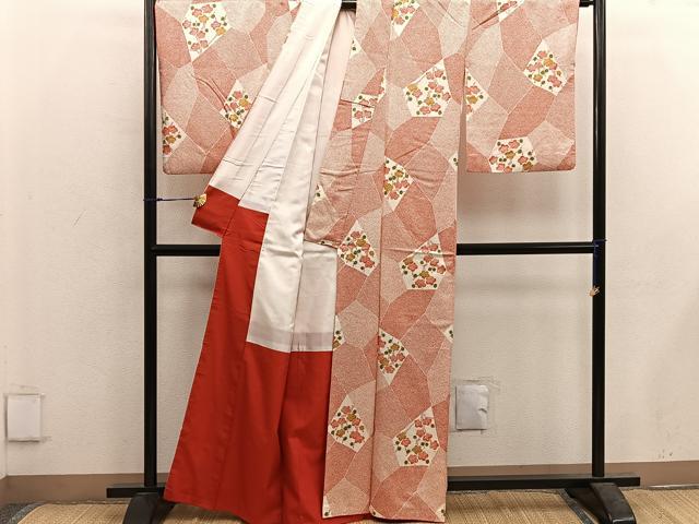 平和屋着物■上質な小紋　梅花文　正絹　逸品　BAAX5624mz