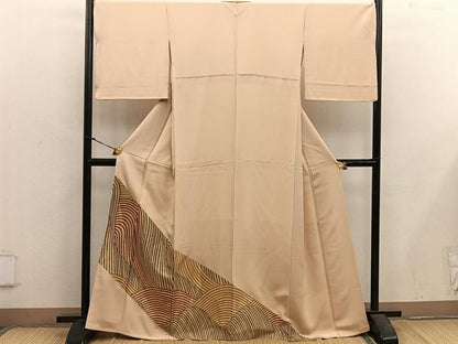 平和屋着物■豪華色留袖　流水文　金糸　正絹　逸品　BAAX5625mz