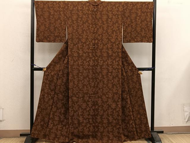平和屋着物■上質な小紋　更紗花文　正絹　逸品　BAAX5628mz