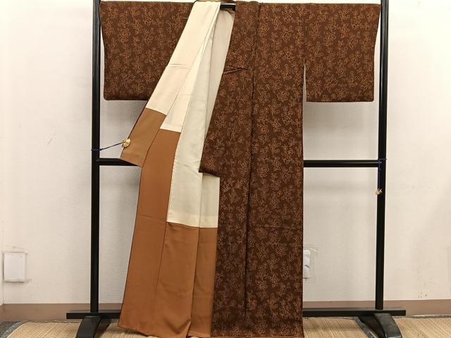 平和屋着物□上質な小紋 更紗花文 正絹 逸品 BAAX5628mz
