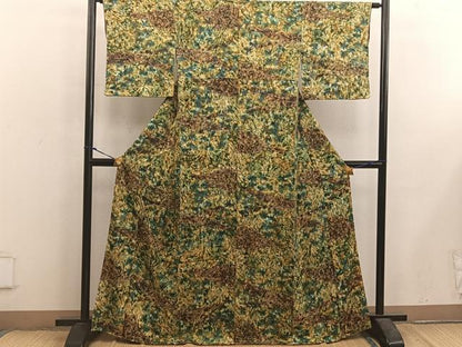 平和屋着物■上質な小紋　草花文　正絹　逸品　BAAX5633mz