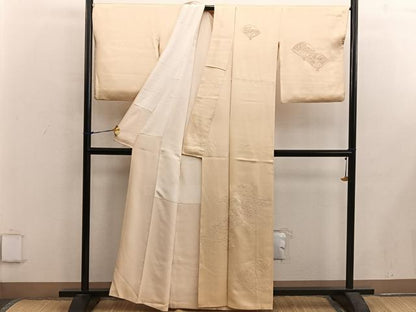 平和屋着物■訪問着　総相良刺繍　扇面花文　正絹　逸品　BAAX5635mz