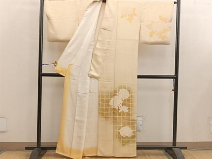 平和屋着物■訪問着　刺繍　牡丹　暈し染め　正絹　逸品　BAAX5636mz