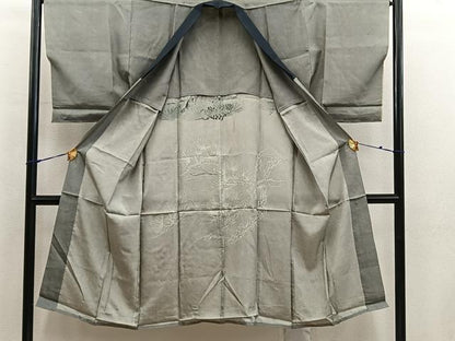 平和屋着物■男性　長襦袢　単衣　鷹　金彩　正絹　逸品　BAAX5637mz