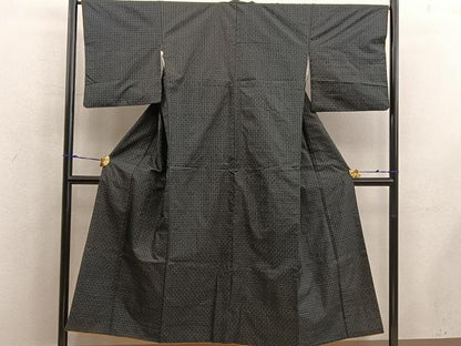 平和屋着物■上質な紬　格子柄　正絹　逸品　BAAX5640mz