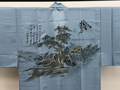 平和屋着物■男性　長襦袢　無双仕立て　風景文　金彩　洗える着物　BAAX5641mz