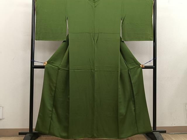 平和屋着物□上質な色無地 海松色 銀通し地 正絹 逸品 BAAX5642mz