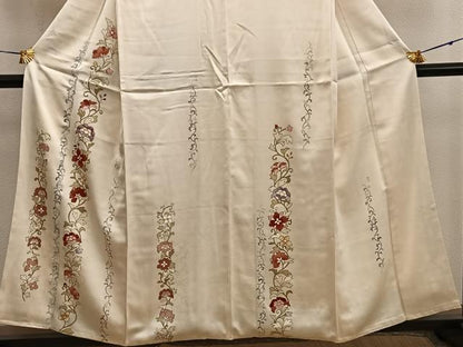 平和屋着物■訪問着　駒刺繍　草花文　金彩　正絹　逸品　BAAX5644mz