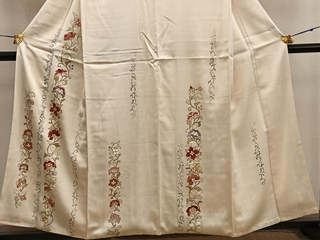 平和屋着物■訪問着　駒刺繍　草花文　金彩　正絹　逸品　BAAX5644mz