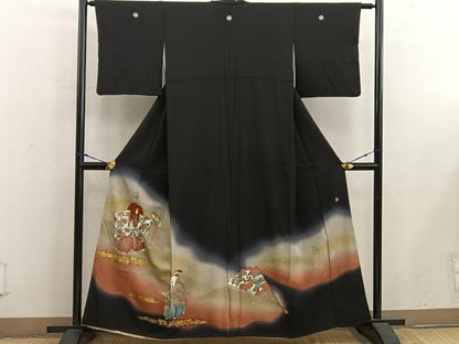 平和屋着物■豪華黒留袖　作家物　能　狂言　暈し染め　金彩　正絹　逸品　BAAX5645mz