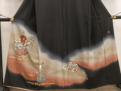 平和屋着物■豪華黒留袖　作家物　能　狂言　暈し染め　金彩　正絹　逸品　BAAX5645mz