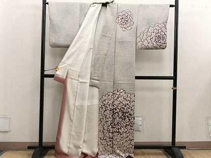 平和屋着物■訪問着　牡丹文　たたき染め　正絹　逸品　BAAX5647mz