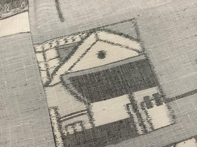 平和屋着物■上質な紬　風景文　正絹　逸品　BAAX5648mz