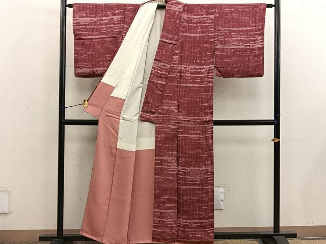 平和屋着物■上質な小紋　幾何学文様　ろうけつ染め　正絹　逸品　BAAX5649mz