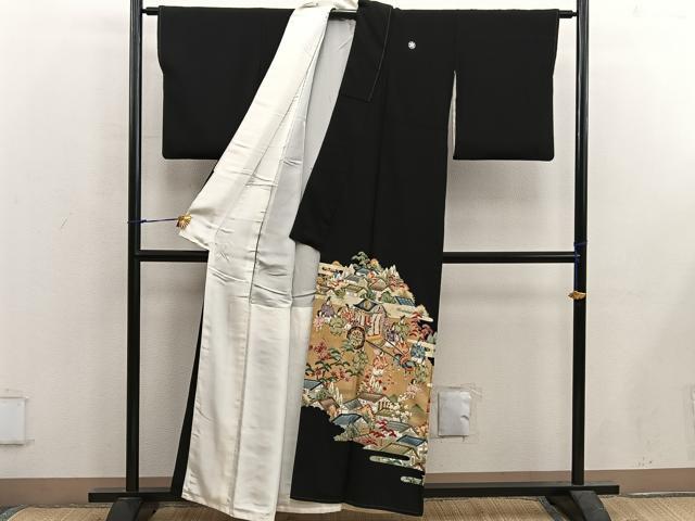 平和屋着物■豪華黒留袖　作家物　平安人物風景文　金彩　正絹　逸品　BAAX5650mz