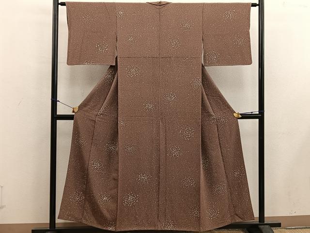 平和屋着物■上質な小紋　幾何学文様　お召地　正絹　逸品　BAAX5654mz