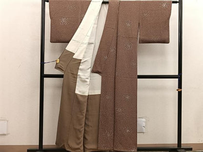 平和屋着物■上質な小紋　幾何学文様　お召地　正絹　逸品　BAAX5654mz