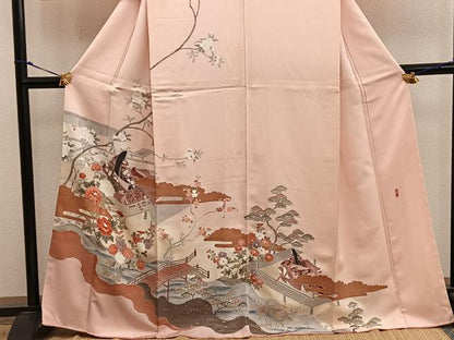 平和屋着物■訪問着　作家物　人物枝花文　暈し染め　金彩　正絹　逸品　BAAX5655mz