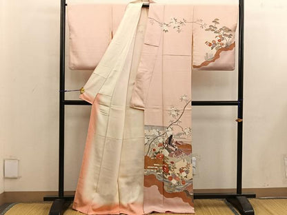 平和屋着物■訪問着　作家物　人物枝花文　暈し染め　金彩　正絹　逸品　BAAX5655mz