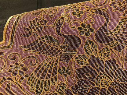 平和屋着物■豪華黒留袖　駒刺繍　向かい鶴花文　金彩　正絹　逸品　BAAX5657mz