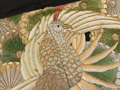 平和屋着物■豪華黒留袖　駒刺繍　鳳凰花文　金銀糸　正絹　逸品　BAAX5658mz