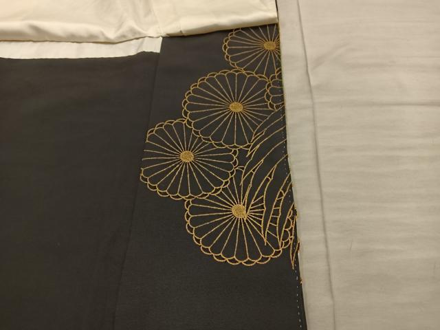 平和屋着物■豪華黒留袖　駒刺繍　鳳凰花文　金銀糸　正絹　逸品　BAAX5658mz