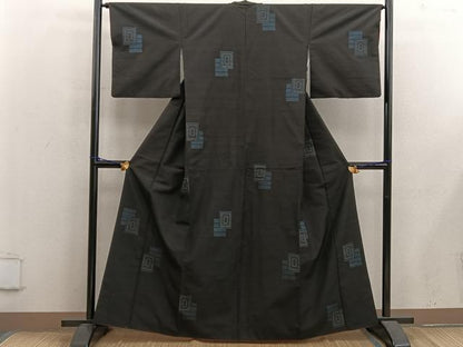 平和屋着物■上質な紬　色紙重ね文　正絹　逸品　BAAX5660mz