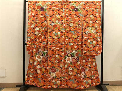 平和屋着物■豪華振袖　駒刺繍　牡丹花文　金彩　正絹　逸品　BAAX5661mz