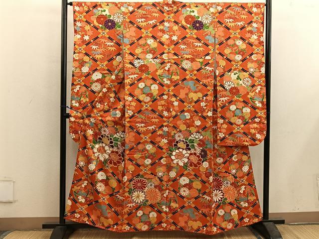 平和屋着物■豪華振袖　駒刺繍　牡丹花文　金彩　正絹　逸品　BAAX5661mz
