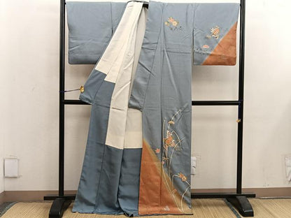 平和屋着物■訪問着　駒刺繍　菊花文　金彩　正絹　逸品　BAAX5662mz
