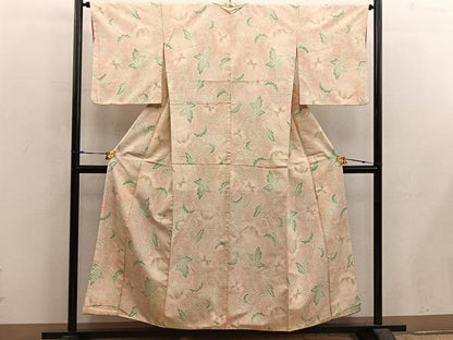 平和屋着物■上質な紬　花唐草文　正絹　逸品　BAAX5663mz