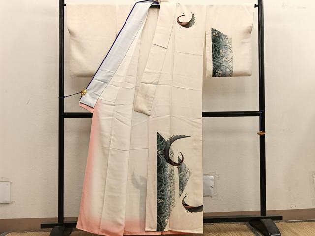 平和屋着物■訪問着　孔雀花文　金彩　正絹　逸品　BAAX5665mz