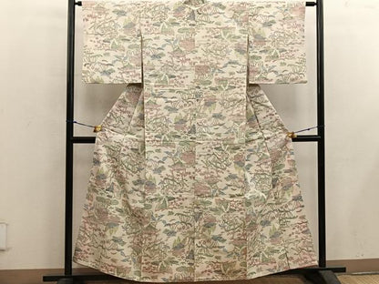 平和屋着物■上質な紬　風景文　正絹　逸品　BAAX5669mz