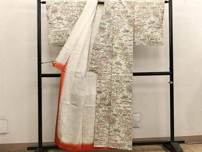 平和屋着物■上質な紬　風景文　正絹　逸品　BAAX5669mz