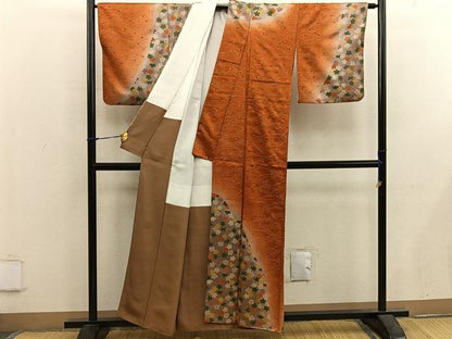 平和屋着物■訪問着　舞桜文　暈し染め　金彩　正絹　逸品　BAAX5671mz