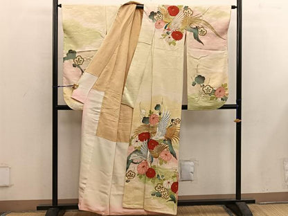 平和屋着物■小振袖　刺繍　鳳凰花文　暈し染め　金銀糸　正絹　逸品　BAAX5674mz