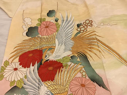 平和屋着物■小振袖　刺繍　鳳凰花文　暈し染め　金銀糸　正絹　逸品　BAAX5674mz