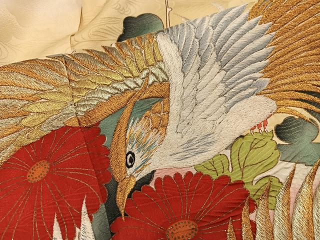 平和屋着物■小振袖　刺繍　鳳凰花文　暈し染め　金銀糸　正絹　逸品　BAAX5674mz