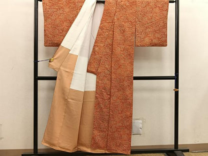 平和屋着物■上質な紬　草花文　正絹　逸品　BAAX5678mz