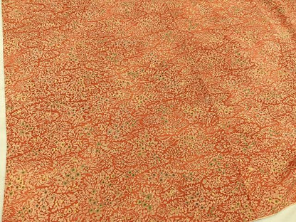 平和屋着物■上質な紬　草花文　正絹　逸品　BAAX5678mz