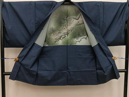 平和屋着物●男性　本場大島紬　アンサンブル　キングサイズ　100亀甲　総詰め　正絹　逸品　BAAX5687mz
