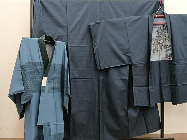 平和屋着物●男性　本場大島紬　アンサンブル　襦袢セット　キングサイズ　100亀甲　総詰め　正絹　逸品　BAAX5688mz