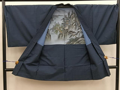 平和屋着物●男性　本場大島紬　アンサンブル　襦袢セット　キングサイズ　100亀甲　総詰め　正絹　逸品　BAAX5688mz