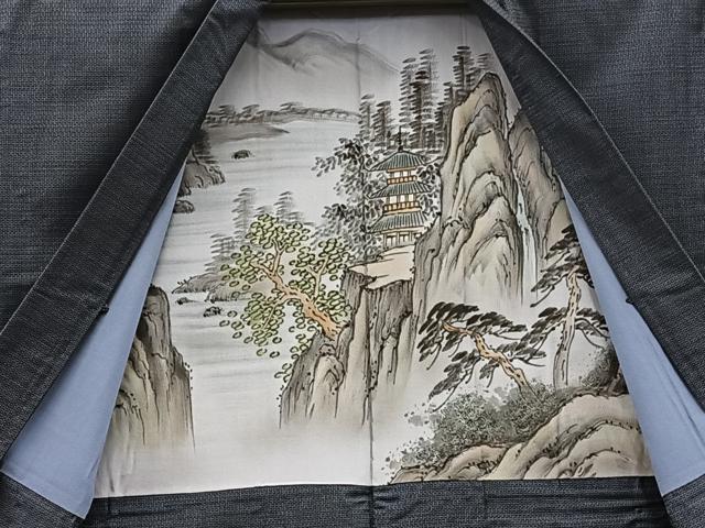 平和屋着物●男性　本場大島紬　アンサンブル　襦袢セット　キングサイズ　100亀甲　総詰め　正絹　逸品　BAAX5688mz