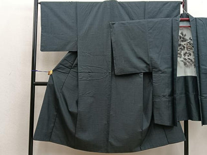 平和屋着物■男性　紬　アンサンブル　100亀甲　総詰め　正絹　逸品　BAAX5691mz