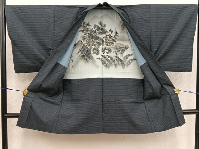 平和屋着物□男性 紬 アンサンブル 100亀甲 総詰め 正絹 逸品 BAAX5691mz