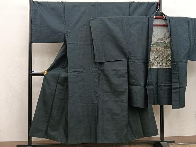 平和屋着物●男性　紬　アンサンブル　キングサイズ　100亀甲　総詰め　正絹　逸品　BAAX5693mz