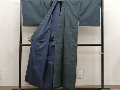 平和屋着物●男性　紬　アンサンブル　キングサイズ　100亀甲　総詰め　正絹　逸品　BAAX5693mz