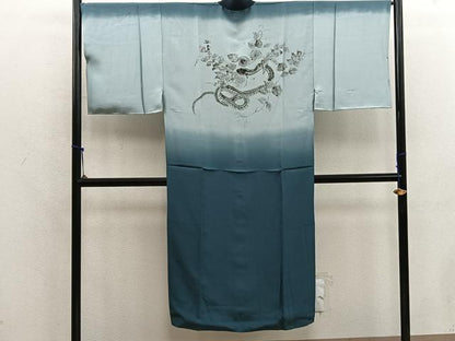 平和屋着物●男性　長襦袢　袷　手描き　蛇　暈し染め　正絹　逸品　BAAX5701mz