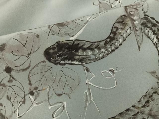 平和屋着物●男性　長襦袢　袷　手描き　蛇　暈し染め　正絹　逸品　BAAX5701mz